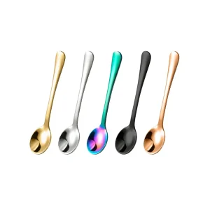 Mini Black Stainless Steel Spoon for Facial Cream Dressings Salt Sugar Face Mask Spatulas Cream Cosmetic Scoop