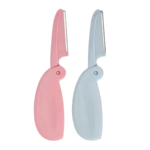Mini Folding Stainless Steel Facial Razor Rounded Blade Portable Eyebrow Trimmer for Women’s Shaving Makeup