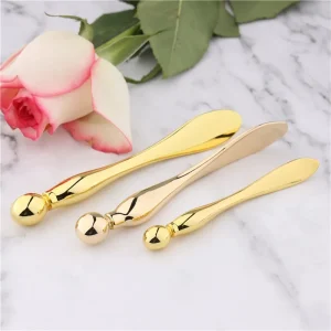 Mini Gold Silver Metal Cosmetic Spoon Low MOQ Beauty Makeup Spatula for Facial Mask and Eye Cream Scoop