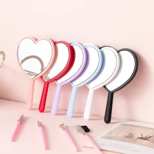 Mini Heart Shape Handheld Mirror Beauty Gift Makeup Mirror with Customized Pattern logo