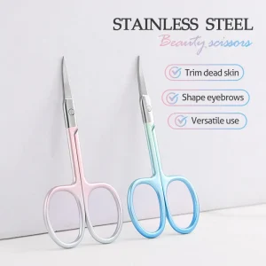 Mini Makeup Eyelash Scissors Private Label Black Stainless Steel PVC Bag Beauty Tool for Eyebrow Sharping Slanted Tip
