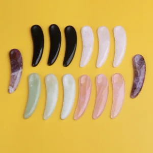 Mini Makeup Spatula Multi colored Disposable Curved Natural Jade Amethyst Aventurine Rose Quartz Cosmetic Spatula Scoop