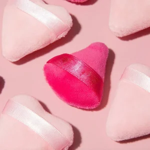 Mini Pink Triangle Thumb Small Powder Puff Flocking Soft Loose Makeup Sponge Beauty Tools