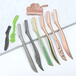 Mini Portable Stainless Steel Safety Facial Eyebrow Razor Squared Blade Private Label Eyebrow Trimmer for