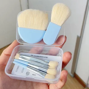 Mini Portable Travel Makeup Tool Set Synthetic Hair 6 Combination High Gloss Eye Shadow Blush Eyebrow Powder Face