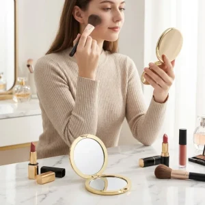 Mini Round Double Sided Foldable Personalized Makeup Mirror with Custom Logo Many Colors