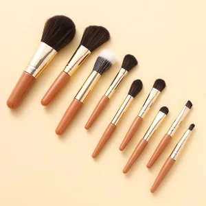 Mini Synthetic Face & Eye Makeup Brush Set 9 Piece Travel Friendly Color Box Packaging