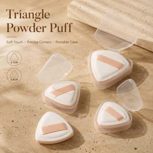 Mini Triangle Makeup Sponge Beauty Tools 5.8 6.7cm Soft Setting Puff with Ribbon Strap White Powder Puffs