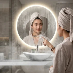 Modern Design IP44 Rate LED Bath Smart Mirror with Touch Screen Anti Fog Illumination Wall Mounted Smart Mirror for Bathroom