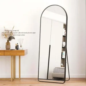 Modern Gold Black Glass Framed Standing Full Length Floor Bathroom Mirror Customizable