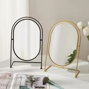 Modern Luxury Desktop Makeup Mirror Minimalist Tabletop Metal Frame Vanity Dressing Mirror