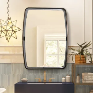 Modern Square LED Bathroom Mirror Wall Mounted Makeup Mirror with Stainless Steel Frame