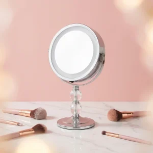 Modern Style LED Table Makeup Mirror Round Fashionable Cosmetic Stand Mirror