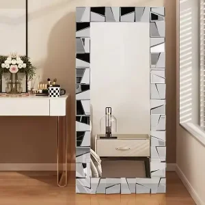 Modern Wall Mirror Crystal Makeup Mirror Makeup Mirror Glass Bathroom Decorated Living Room Bedroom Hotel