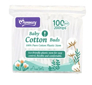 Mother Baby Health Care Cotton Buds Plastic Bag Portable 100% Pure Cotton Buds 100pcs Cotton Buds Plastic Stem