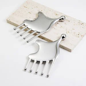 Multi Function Metal Facial Massager Scraping Board with Gua Sha Hair Scalp Massager Brush