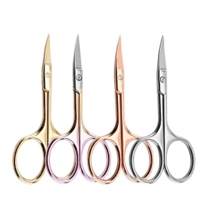 Multi Purpose Curved Brow Scissors Stainless Steel Beauty Scissors Sharp for Eyebrow and Nose Hair Trimming
