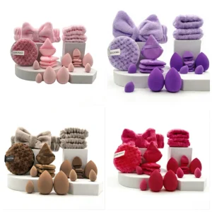 Multi Purpose Makeup Sponge Collection Skin Cleaning Puff Beauty Accessories Set Bag Style