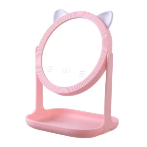Multi functional Pink Round Cute Storage Desktop Makeup Mirror