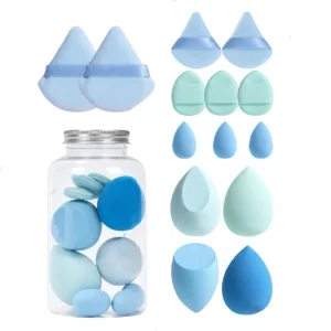 Multicolor 14Pcs Makeup Sponge Set Soft Fine Texture Powder Puff and Beauty Sponge Latex-Free Make up Sponge Set with Jar
