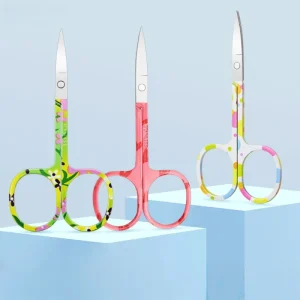 Multifunctional Curved Small Stainless Steel Beauty Scissors Portable Sewing Needlework Tool Fashionable Pointed Tip Eyebrow