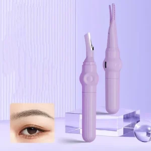 Multifunctional Makeup Tool Electric Eyelash Curler Eyebrow Cutter 2 in 1 Trimmer Stainless Steel Blade Eyebrow Razor