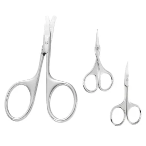 Multifunctional Stainless Steel Round Tip Small Nose Hair Facial Beard Mustache Trimming Eye Brow Scissors for Makeup Salons