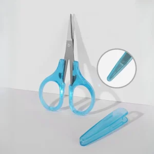 Multipurpose Mini Stainless Steel Straight Blade Eyebrow Cutting Scissors with Cover