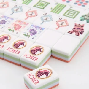 NEWS American Mahjong 4 Layer Acrylic Set 160 Tiles with Pastel Floral Lion Print Portable Eco Friendly Durable Home Party Games