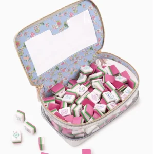 NEWS Modern American Mahjong 4 Layer Acrylic Set 160 Tiles Pastel Floral Lion Print Foldable Durable Home Party Games
