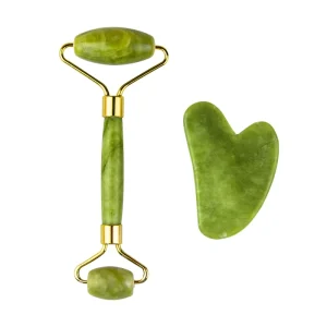 Natual Jade Material Gift Box Customized Logo Gua Sha Facial Massage Jade Roller Gua Sha Set