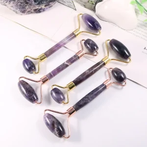 Natural Amethyst Roller Double Head Jade Facial Massage Beauty Guasha Tool Skincare Relaxation Face Spa for Women Facial Care