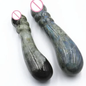 Natural Blue Tiger Eye Jade Crystal Massage Roller Yoni Healing Wand Dildo Rod Penis Stick for Women