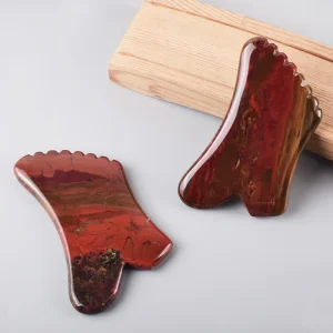 Natural Crystal Jade Board Red Bian Stone Heart Shape Facial Gua Sha Scraping Massage Tools