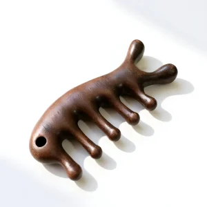 Natural Custom Head Massage Wood Gua Sha Scalp Massage Sandalwood Wide Tooth Guasha Scraping Head Face Hair Scalp Massage Comb