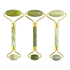 Natural Gemstone Beauty Facial Roller Anti Aging Double Head Green Jade Roller for Face Massage