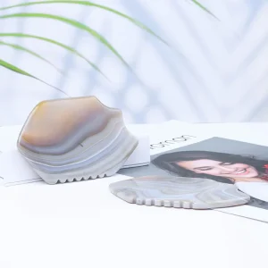 Natural Grey Agate Gua Sha Scraping Board Facial Beauty Massager Jade Gray Jade Stone Guasha Skincare Tool