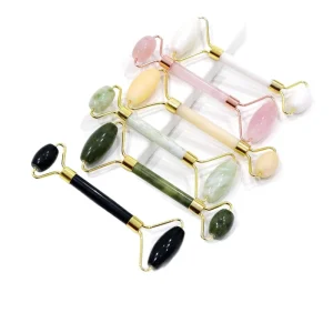 Natural Jade Dual Wheel Facial Massager Various Colors Custom Logo Health and Beauty Manufacturer Cross Border Supply