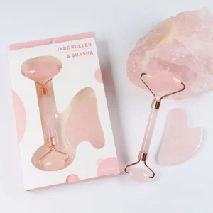 Natural Jade Facial Roller & Gua Sha Stone Set for Face Eyes Neck & Body Anti-Aging Skin Care Face Lift Home Use