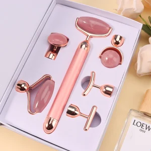 Natural Jade Handheld Face Roller Gua Sha Scraper Set Massager for Face Neck Body Skincare with Facial Slim Lift Targeting Head