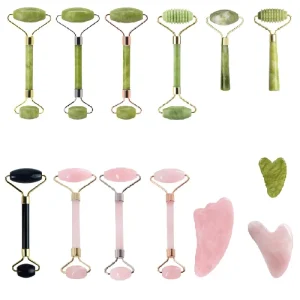 Natural Jade Roller Gua Sha Set Face Massage Slimming Skin Lifting Beauty Women JDK001