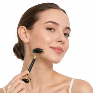 Natural Jade Scraping Roller with Two Heads for Facial and Body Acupoint Massage and Beauty Treatment