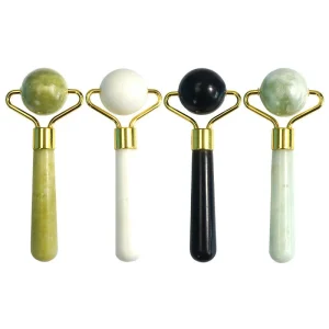 Natural Jade Single Head Mini Jade Roller Guasha for Face Gemstone Anti Age Facial Jade Face Roller for Eyes Neck