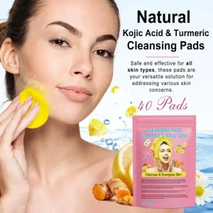 Natural Kojic Acid Turmeric Cotton Cleansing Pads for All Skin Types Makeup Remover Custom Logo OEM ODM Brand Abundant