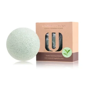 Natural Makeup Removal Sponge Vegetable Konjac Sponge for Cleaning Green Tea Extractive Face Skin Exfoliating Sponge
