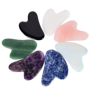 Natural Obsidian Rose Quartz Stone Gua Sha Board Facial Massager for Face