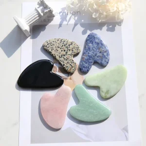 Natural Powder Crystal Scraping Heart Shaped Jade Scraping Board Crystal Scraping Face Care Jade Meridian