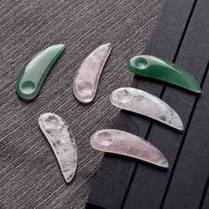 Natural Quartz & Jade Gua Sha Spoon Facial Mini Cosmetic Spatula 45x15mm 4.7g