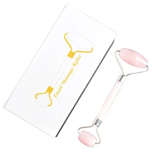 Natural Rose Jade Roller Face Massage Crystal Stone Massager Crystal Skin Face Roller Wrinkle Removal Massage Roller