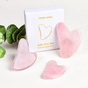 Natural Rose Quartz Stone Gua Sha Facial Skin Care Portable Guasha Tool Custom Logo Pink Crystal Face Jade Gua Sha